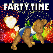 Farty Time Its Party Time GIF - Farty Time Its Party Time Farting Teddy Bear GIFs
