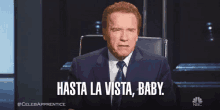 Hasta La Vista, Baby. GIF - Hasta La Vista Baby Arnold Schwarzenegger The Celebrity Apprentice GIFs