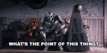 Whats The Point Of This Thing Three Robots GIF - Whats The Point Of This Thing Three Robots Love Death And Robots GIFs