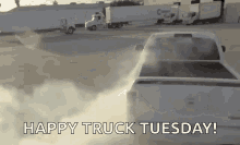 Skidding White Pick Up GIF - Skidding White Pick Up Pick Up Truck GIFs