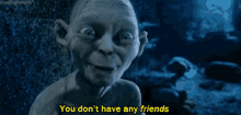 You Dont Have Any Friends The Lord Of The Rings GIF - You Dont Have Any Friends The Lord Of The Rings Gollum GIFs
