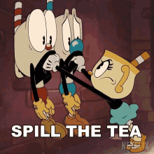 Spill The Tea Cuphead GIF - Spill The Tea Cuphead Mugman GIFs