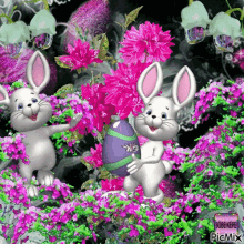 Happy Easter Easter Bunny GIF - Happy Easter Easter Bunny Easter Flowers GIFs