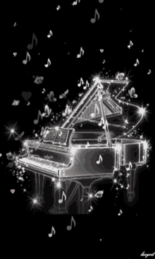 music notes sparkling piano