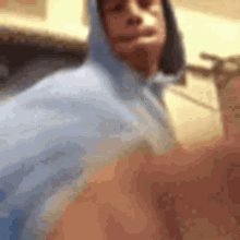 punch blue hoodie beat up