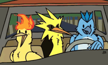 楽しい　たのしい　ポケモン　ドライブ GIF - Pokemon Driving Legendary Birds GIFs