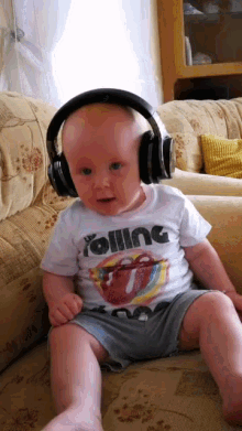 headphones listening to music rock baby cool kid