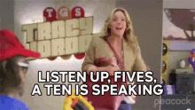 Listen Up Fives A Tes Is Speaking Jenna Maroney GIF - Listen Up Fives A Tes Is Speaking Jenna Maroney Jane Krakowski GIFs