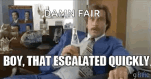 Escalated Quickly Anchorman GIF - Escalated Quickly Anchorman Drinking GIFs