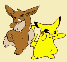 Eevee Pikachu GIF - Eevee Pikachu Hop GIFs