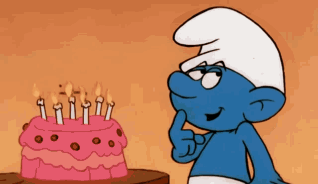 Dreamy Smurf The Smurfs GIF - Dreamy Smurf The Smurfs Birthday Cake GIFs