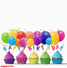 Happy Birthday Cupcake GIF - Happy Birthday Cupcake Balloons GIFs