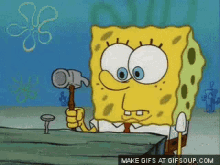 Sponge Bob Hammer GIF - Sponge Bob Hammer Quiet GIFs