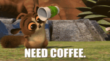 Need Coffee.. GIF - Need Coffee King Julien Madagascar GIFs