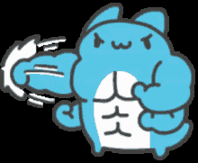 Machamp Cat Blue Cat GIF - Machamp Cat Blue Cat Powpowpow GIFs