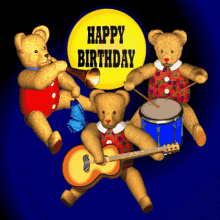Teddy Bear Birthday Teddy Bear Band GIF - Teddy Bear Birthday Teddy Bear Band Musical Birthday GIFs