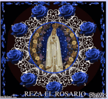 virgen maria reza el rosario rose glitters