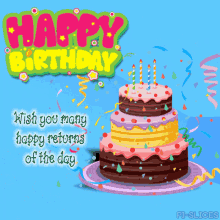 Happy Birthday Wishing You Many Happy Returns Of The Day GIF - Happy Birthday Wishing You Many Happy Returns Of The Day Cake GIFs