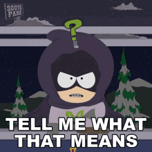 Tell Me What That Means Mysterion GIF - Tell Me What That Means Mysterion Kenny Mccormick GIFs