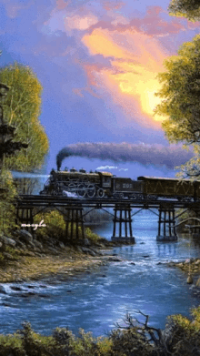 train cross bridge nature
