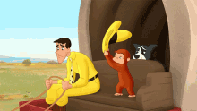 Fanning Curious George GIF - Fanning Curious George Curious George Go West Go Wild GIFs