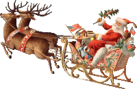 Santa Sleigh Sticker - Santa Sleigh Reindeer Stickers