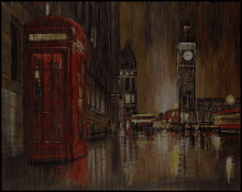 rainy days red phone box big ben united kingdom raining