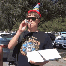 Blowing Party Horn Danny Mullen GIF - Blowing Party Horn Danny Mullen Lets Celebrate GIFs