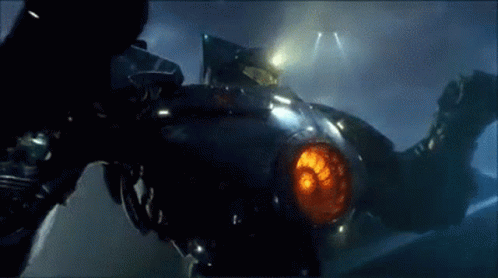 A gif of G* Danger's salutations from the Pacific Rim franchise