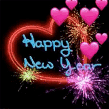 Happy New Year Fireworks GIF - Happy New Year Fireworks Heart GIFs