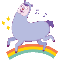 Llama Dancing On Rainbow Sticker - Drama Llama Funny Animals Happy Stickers