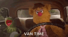Kermit Driving GIF - Kermit Driving Van Time GIFs