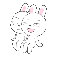 White Rabbit Sticker - White Rabbit Couple Stickers