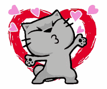 muah cat cute hearts love
