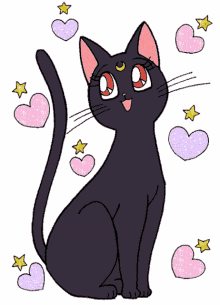 love cat cartoon black cute
