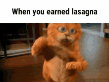 Garfield When You Earned Lasagna GIF - Garfield When You Earned Lasagna Dancing GIFs