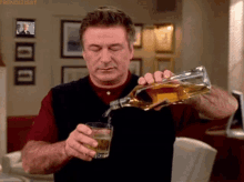 Drinking Pouring GIF - Drinking Pouring Alec Baldwin GIFs