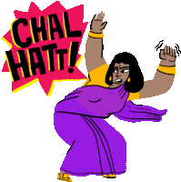 Stri Pushes With Her Hip Saying 'Get Lost!' In Hindi Sticker - Super Stri Hi Ya Chal Hatt Stickers