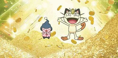 Pokemon Meowth GIF - Pokemon Meowth Gold Coins GIFs