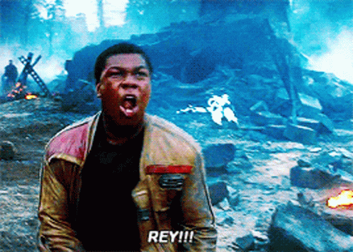Star Wars Finn Scream Rey GIF.