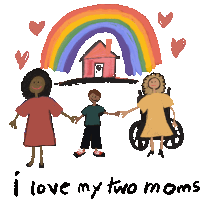 I Love My Two Moms Lesbian Mothers Sticker - I Love My Two Moms Lesbian Mothers Mothers Stickers