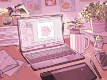 notebook pc laptop work pink
