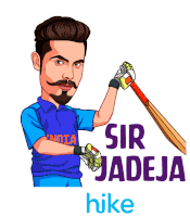 Sir Jadeja Swinging Bat Sticker - Sir Jadeja Swinging Bat Cricket Bat Stickers