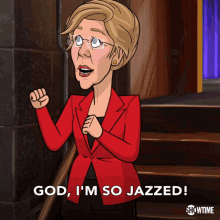 God Im So Jazzed Elizabeth Warren GIF - God Im So Jazzed Elizabeth Warren Our Cartoon President GIFs