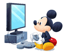 gaming mickey mouse focused gamer playing