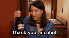 Thank You, Alcohol - Alcohol GIF - Parks And Rec Aubrey Plaza April Ludgate GIFs