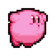 kirby pink cute jump pixelated