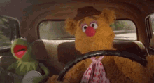 Muppets Driving Car GIF - Ride Fozzie Bear Kermit GIFs