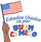 Estados Unidos Va Por Buen Camino Flag Sticker - Estados Unidos Va Por Buen Camino Flag Usa Stickers