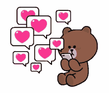 brown bear and cony love message texting sending love